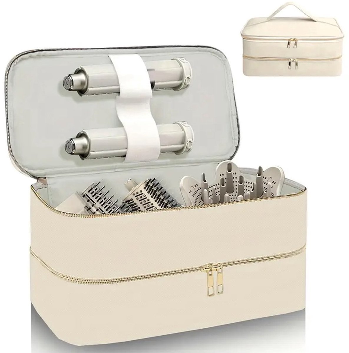 Opbergtas voor Dyson, fohnborstel en opzetstukken - Beige 1 Opbergtas voor Dyson, fohnborstel en opzetstukken - Beige