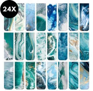 Magnetische boekenleggers met marmer look - 24 stuks