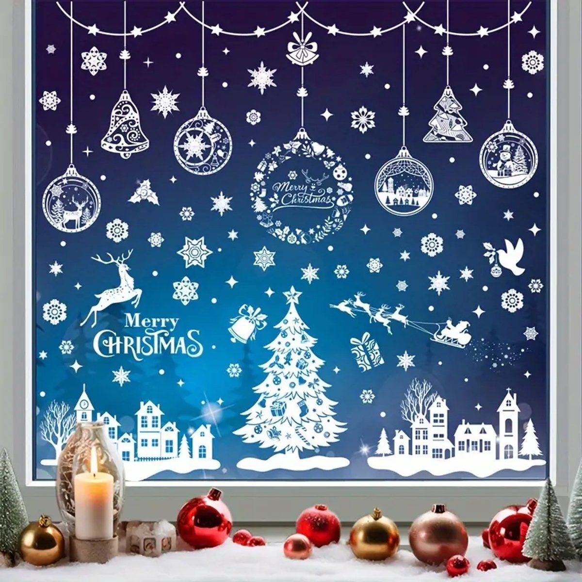Kerst raamstickers voor ramen - Winterdecoratie - 244 stuks