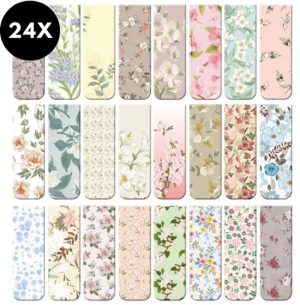 Magnetische boekenleggers met bloemen - 24 stuks