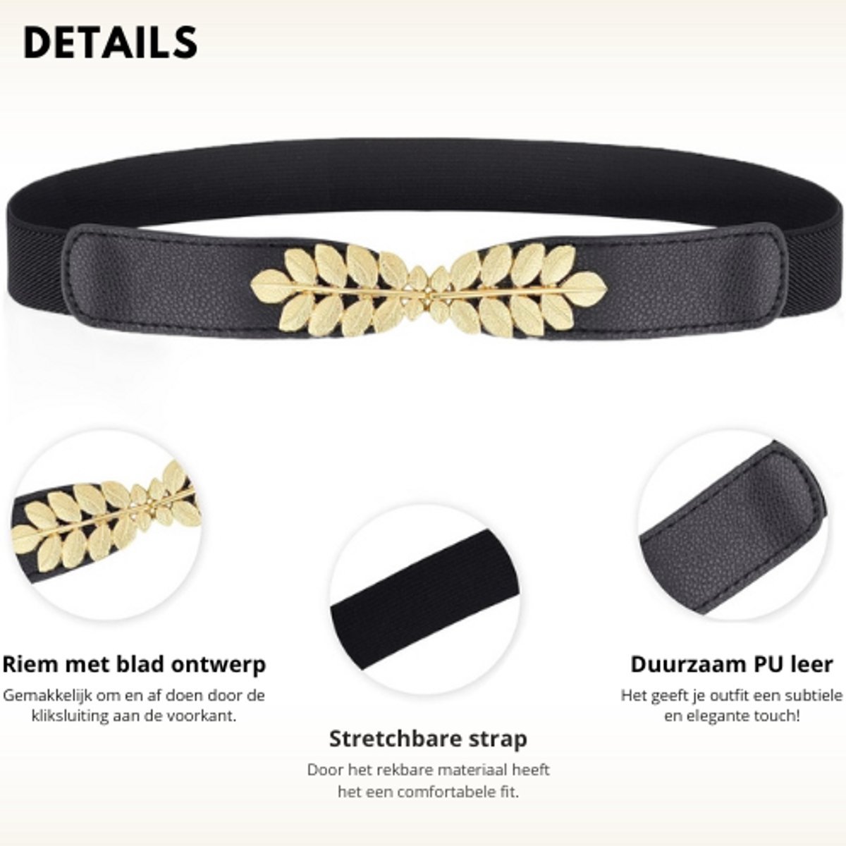 Taille riemen voor dames - Elastische smalle riemen - 3 stuks