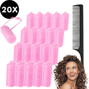 Haarrollers met kam en spiegel - Krullen zonder hitte (20 stuks)
