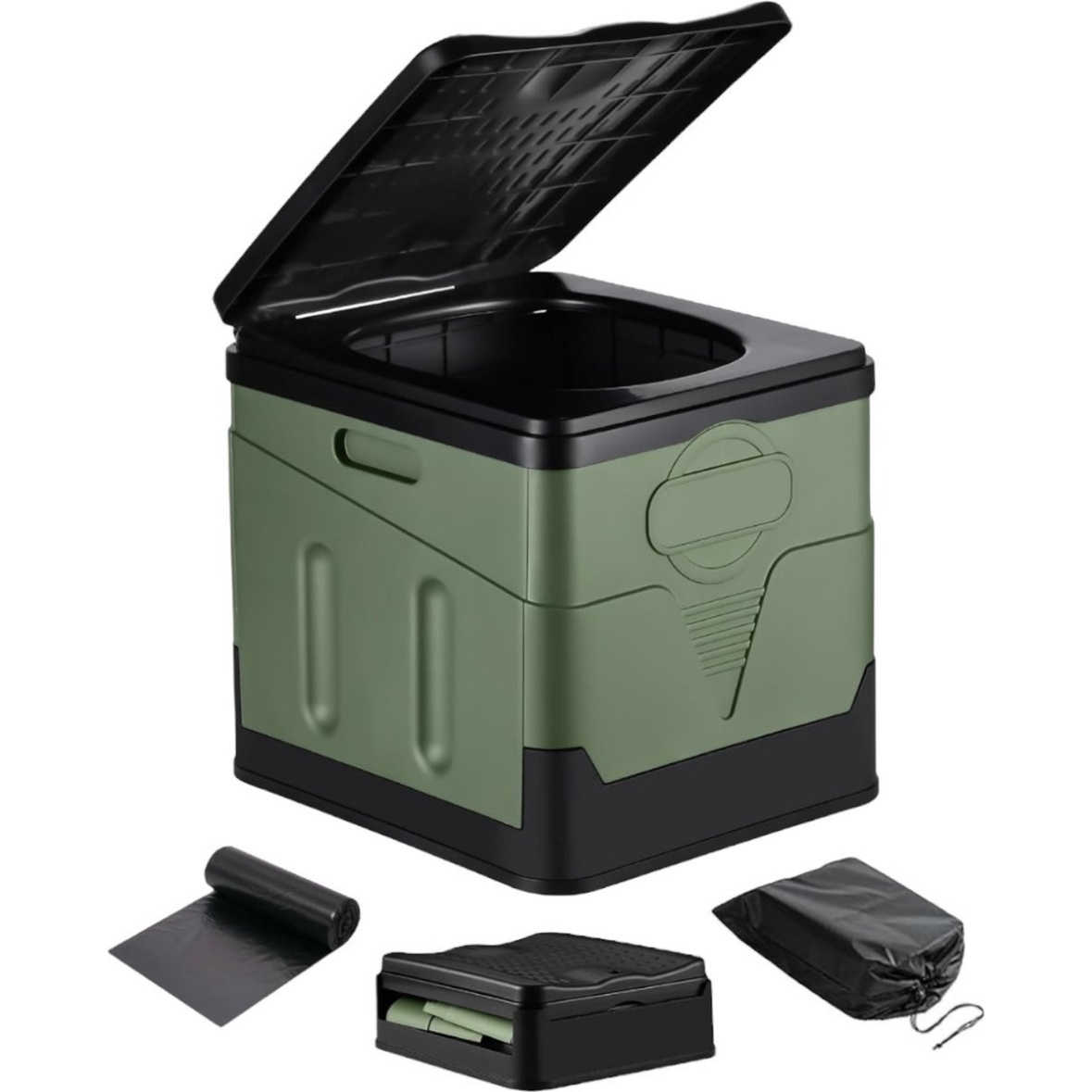 Campingtoilet - Opvouwbaar mobiel toilet voor camping - Groen