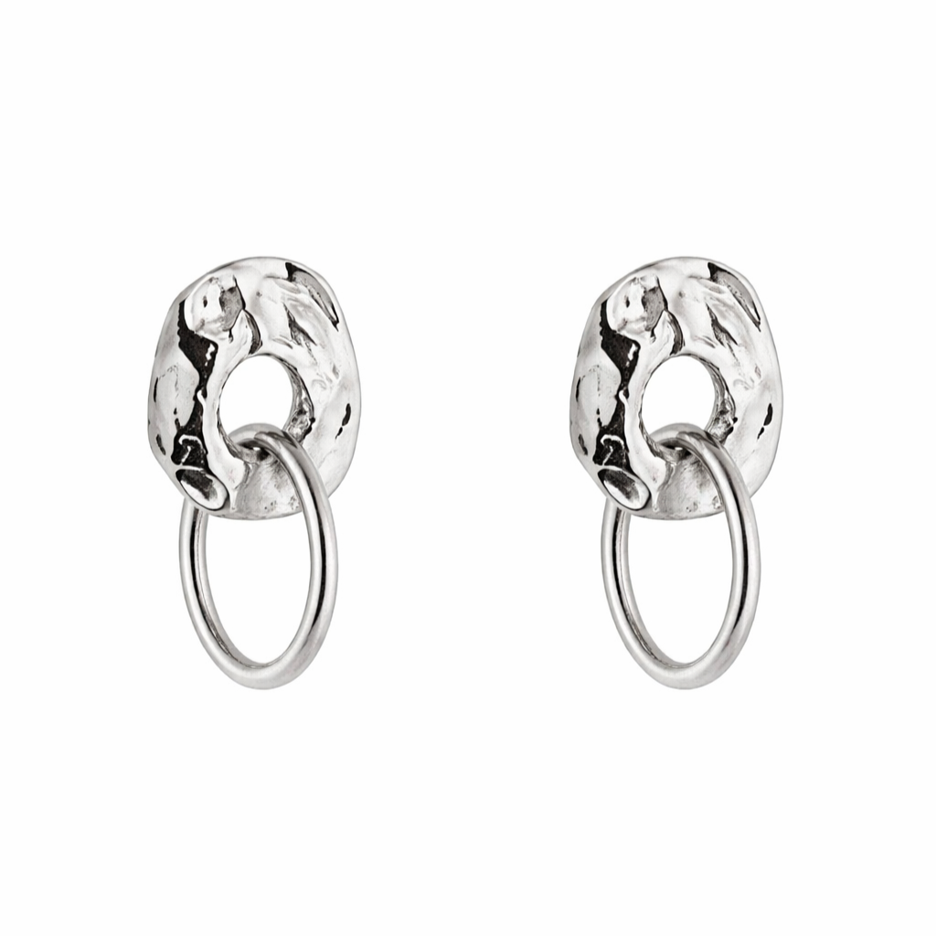 Oorbellen met ronde hangers - Stainless steel - Zilver