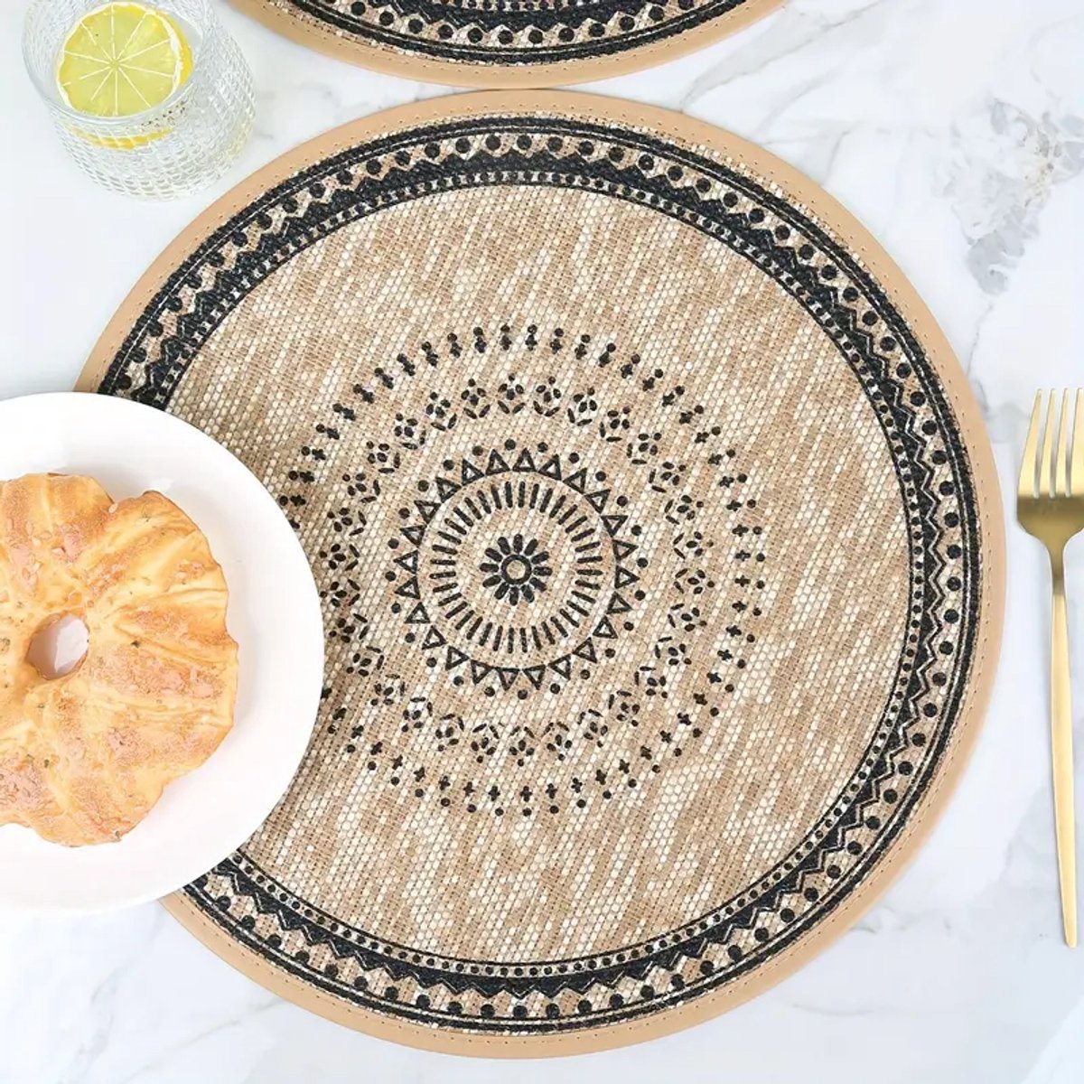 Ronde placemats boho - Onderleggers Ibiza stijl - Set van 4