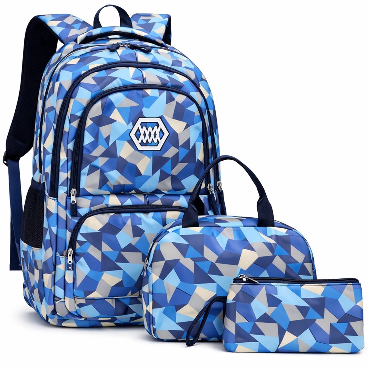 Rugzak met lunchtas en etui - Blauw - Schooltassen set