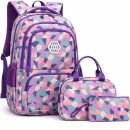 Rugzak met lunchtas en etui - Paars - Schooltassen set