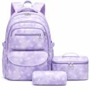 Rugzakset met sterren - Complete set - Rugtas - Lunchtas - Etui - Paars