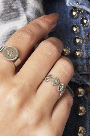 Ster ring - Zilverkleurig - Roestvrij staal