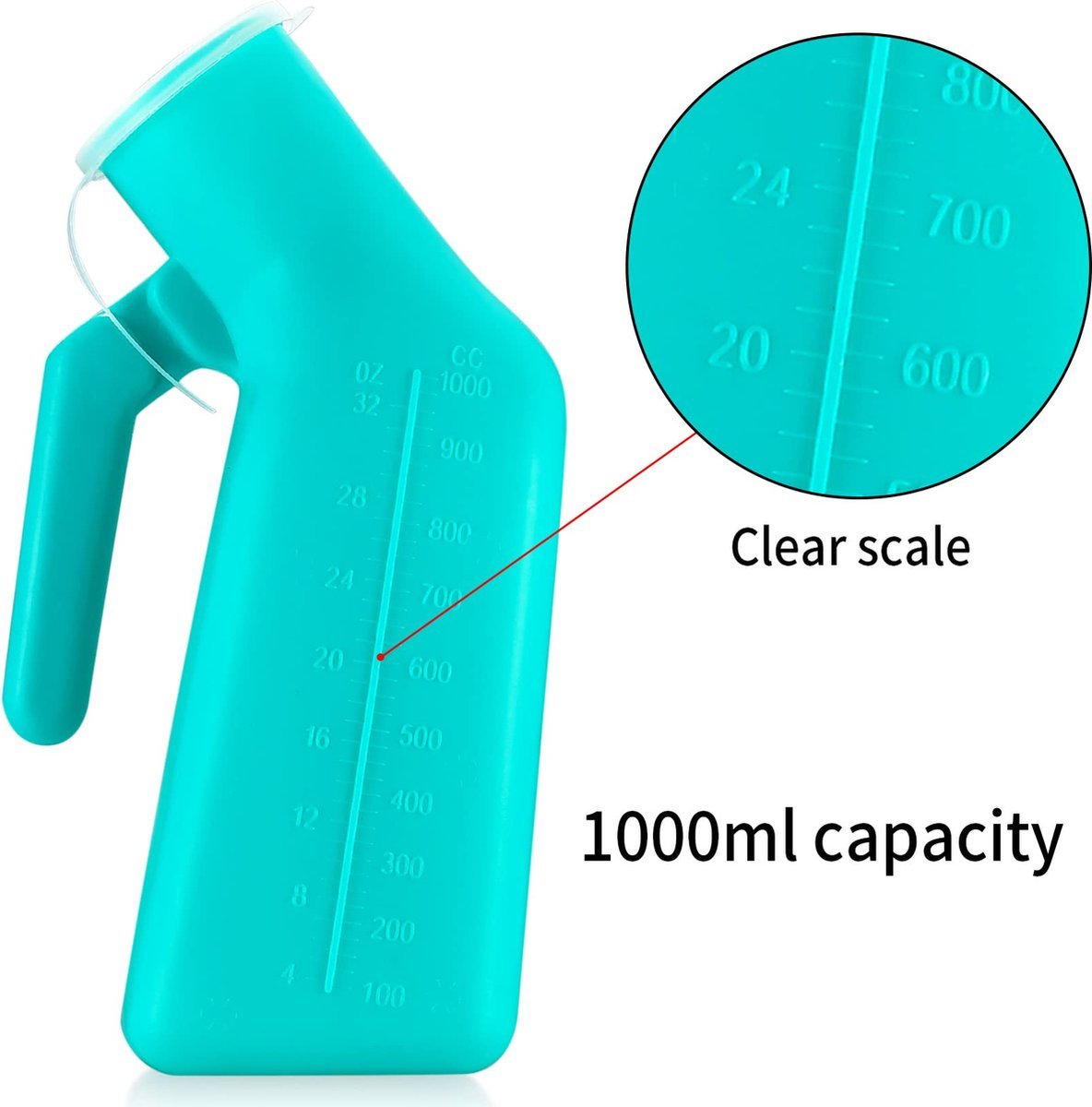 Urinefles voor mannen - Urinaal met handvat en dop - Groen - 2 stuks 5 Urinefles voor mannen - Urinaal met handvat en dop - Groen - Set van 2 - 1000ml
