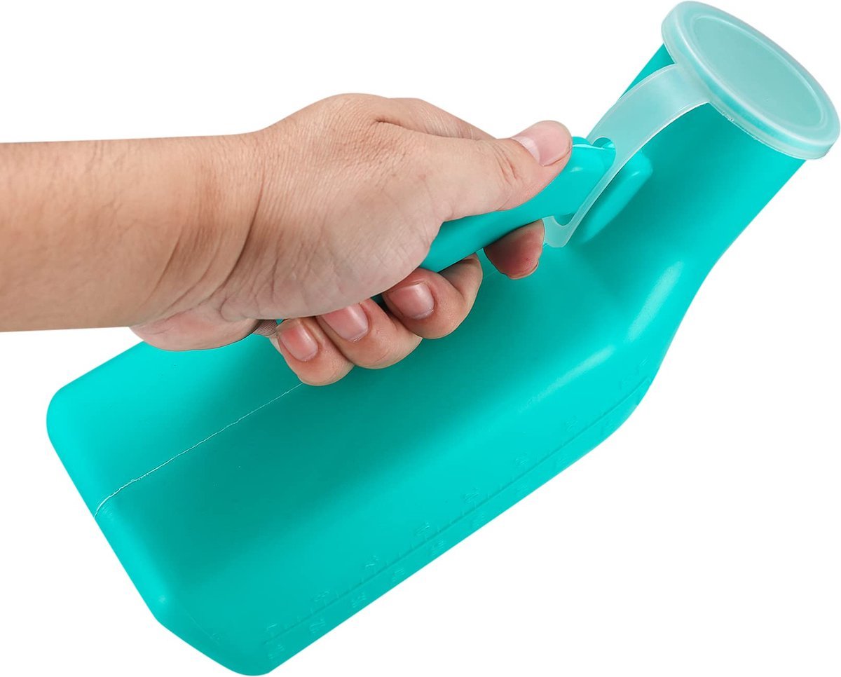 Urinefles voor mannen - Urinaal met handvat en dop - Groen - 2 stuks 2 Urinefles voor mannen - Urinaal met handvat en dop - Groen - Set van 2 - Model