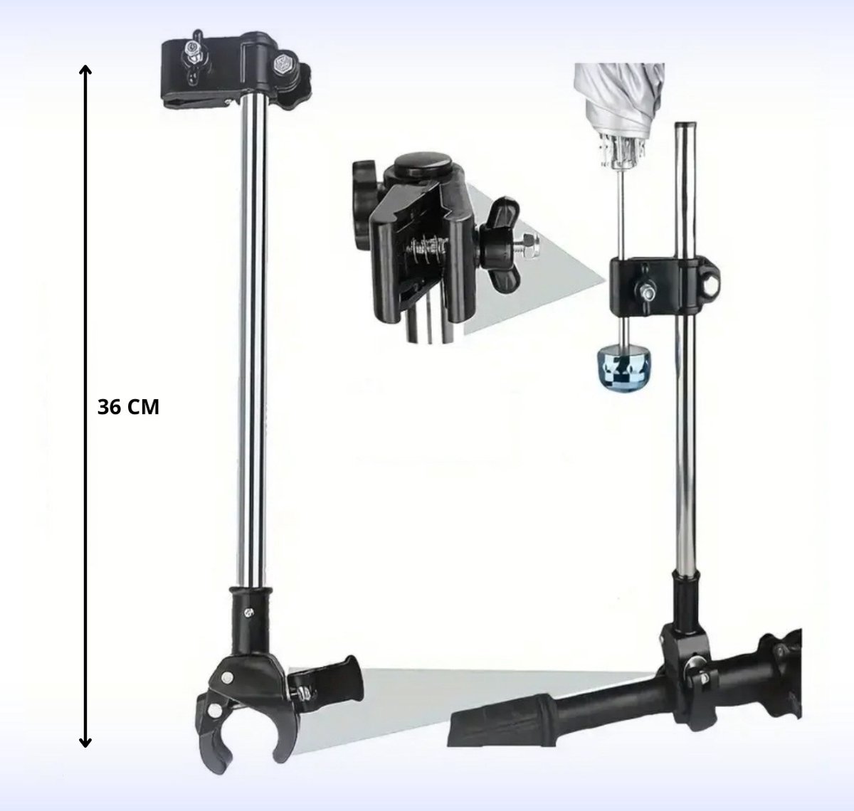 Parapluhouder voor rollator, rolstoel, kinderwagen - Verstelbaar 5 Verstelbare parapluhouder - Voor kinderwagen, rolstoel, rollator, fiets - Afmetingen