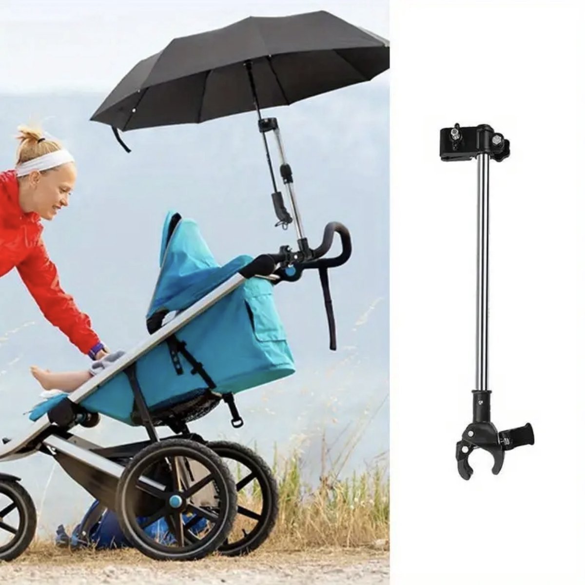 Parapluhouder voor rollator, rolstoel, kinderwagen - Verstelbaar