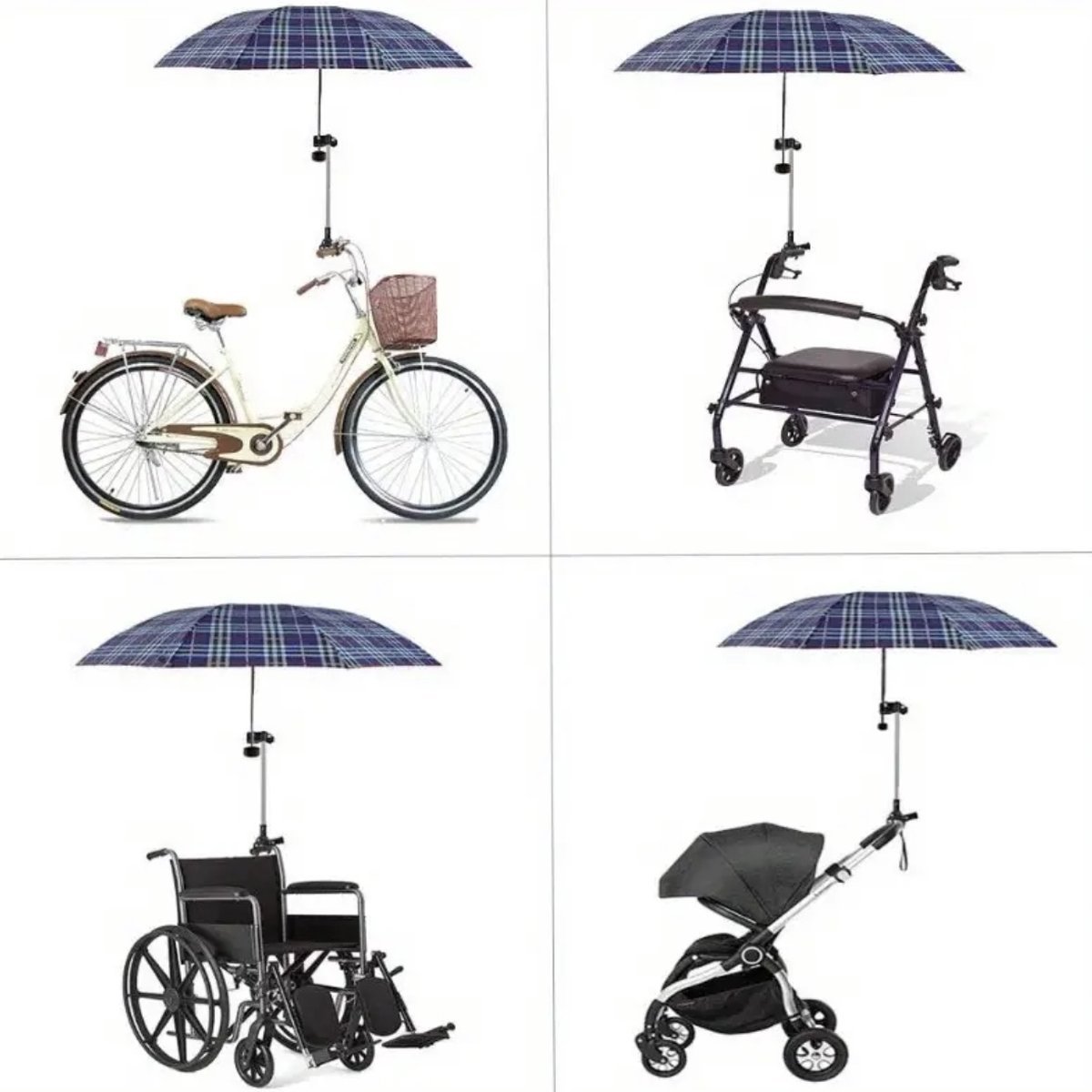 Verstelbare parapluhouder - Voor kinderwagen, rolstoel, rollator, fiets