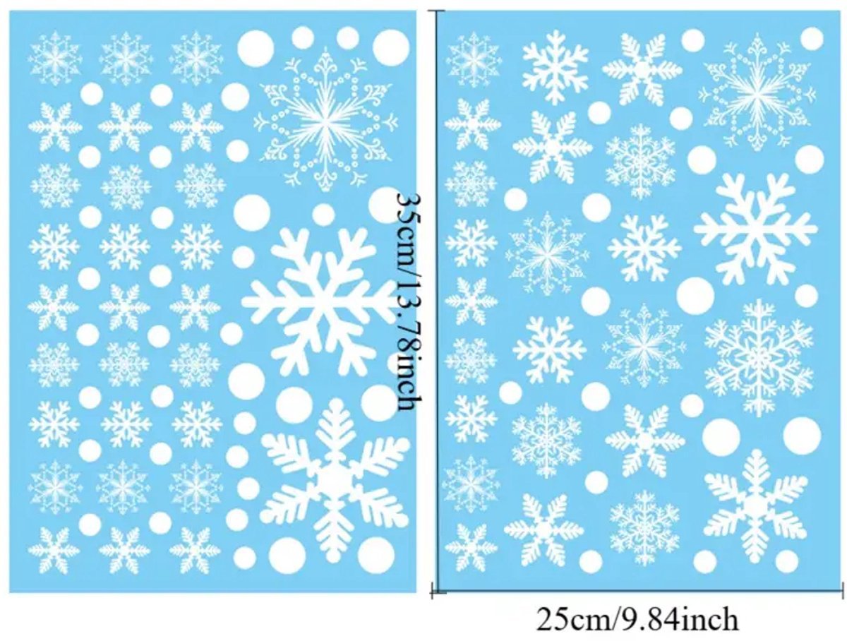 Zelfklevende raamstickers - Sneeuwvlokken - Kerst 7 Zelfklevende raamstickers - Sneeuwvlokken - Kerst - Afmetingen