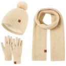 Winterset voor dames - Met pompom - Beige-creme