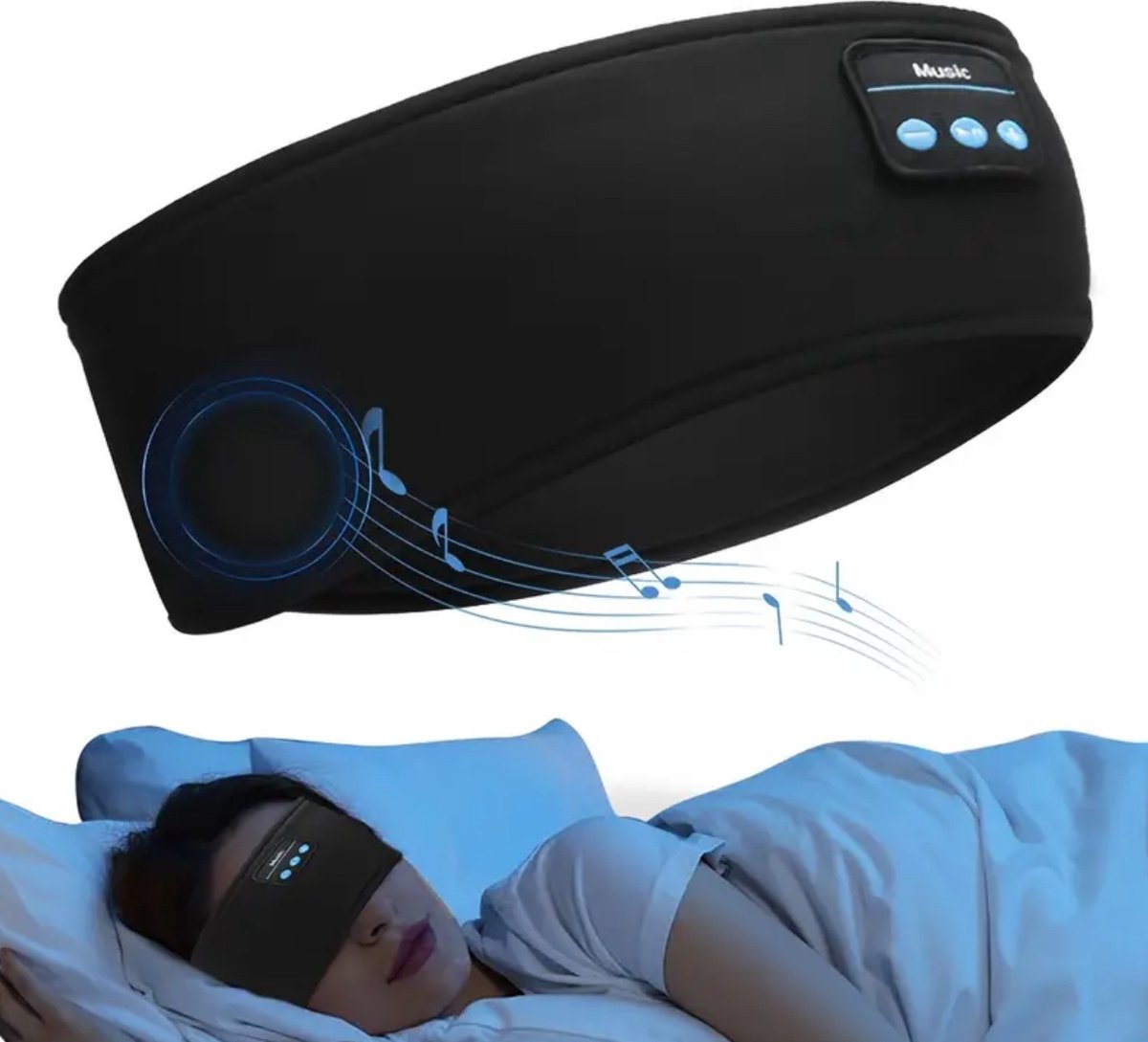 Bluetooth slaapmasker met muziek - 100% verduisterend 1 Bluetooth slaapmasker met muziek - 100% verduisterend