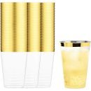 Plastic bekers goud - Drinkbekers met gouden rand - Herbruikbaar (50 stuks)