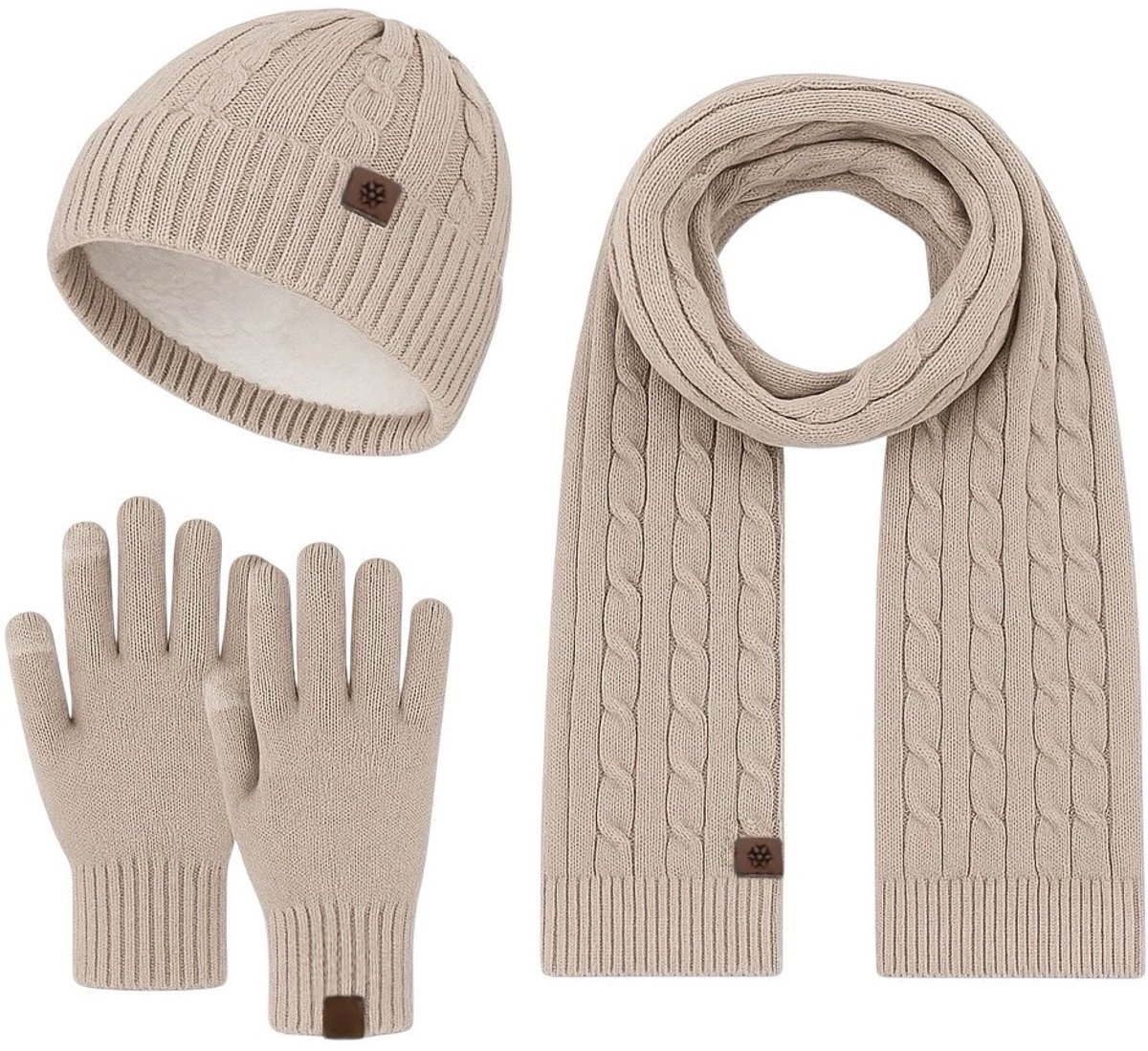 Winterset Heren en Dames - Muts, Sjaal en Handschoenen 5 Winterset Unisex - Muts, sjaal en handschoenen - Beige