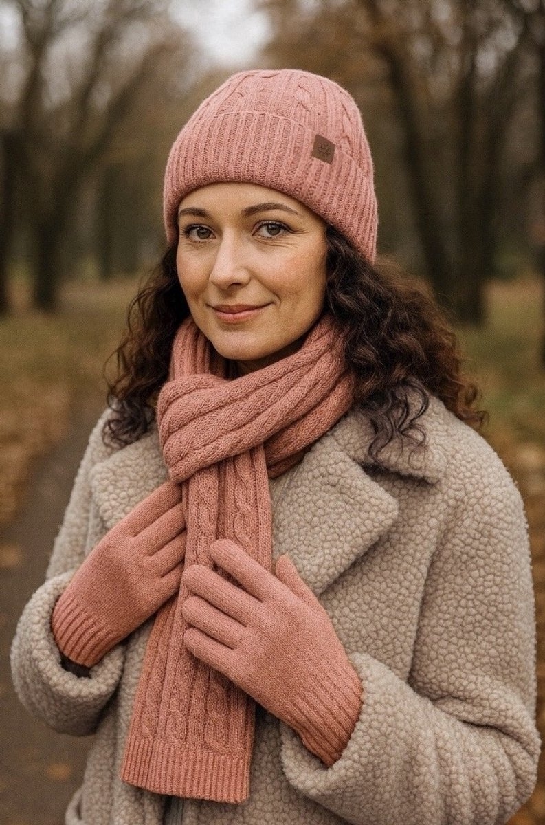 Winterset Heren en Dames - Muts, Sjaal en Handschoenen 2 Winterset Unisex - Muts, sjaal en handschoenen - Vrouw Model Roze