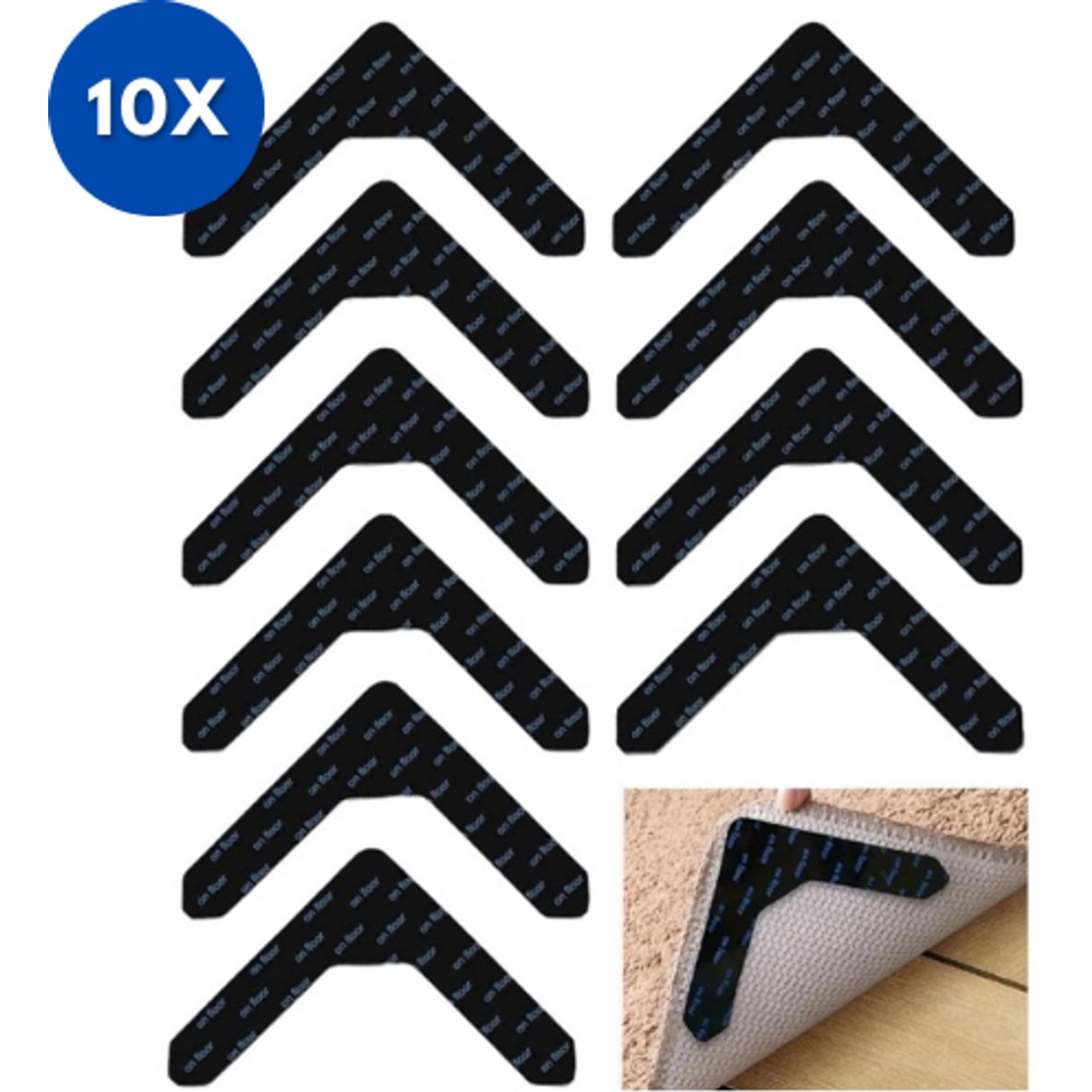 Antislip stickers voor tapijt of kleden - Zelfklevende tapijtstickers - Set van 10