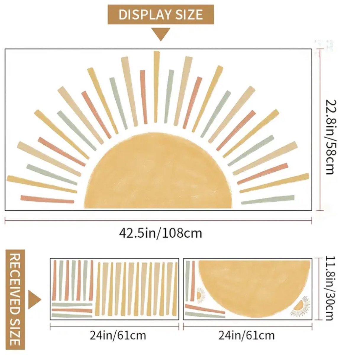 Muursticker zon - Wanddecoratie voor babykamer en kinderkamer 4 Muursticker zon - Wanddecoratie voor baby- en kinderkamer - Afmetingen