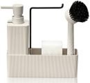 Afwasorganizer met afwasborstel en zeepdispenser - Beige