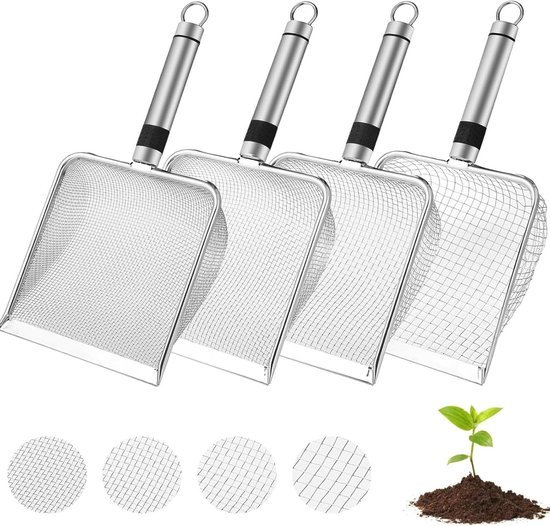 Tuinzeef voor tuinieren - Grondzeef met handvaten - 4 stuks
