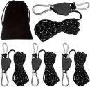 Scheerlijnen met spanner - 4 stuks - Reflecterend - Camping en kamperen - Zwart