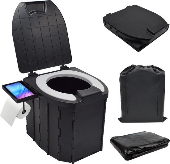 Opvouwbaar campingtoilet - Mobiel toilet - Zwart