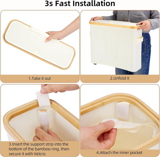 Toiletrolhouder - Staand opbergmand - Toiletpapier standaard - Creme