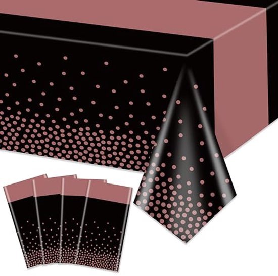 Tafelkleed Luxe - Wegwerp tafellaken - 130 x 220 cm - Roze/zwart