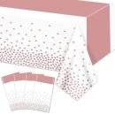 Tafelkleed Glamour - Wegwerp tafellaken - 130 x 220 cm - Roze/wit