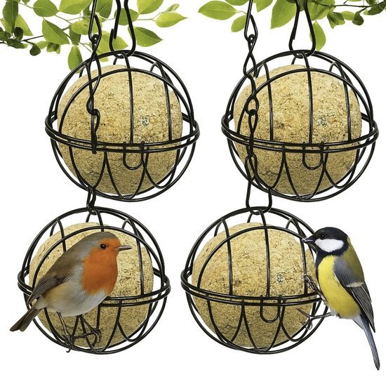 Mezenbolhouders rond - Voederplek vogels - Vogelvoeders - 4 stuks