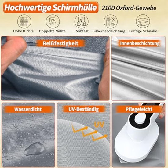 Parasolhoes voor parasol - Grijs - Beschermhoes tuinparasol - Waterdicht
