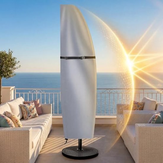 Parasolhoes voor parasol - Grijs - Beschermhoes tuinparasol - Waterdicht