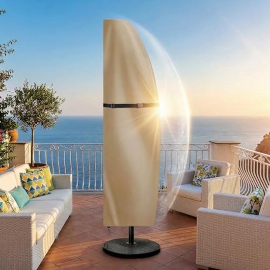 Parasolhoes voor parasol - Beige - Beschermhoes tuinparasol - Waterdicht