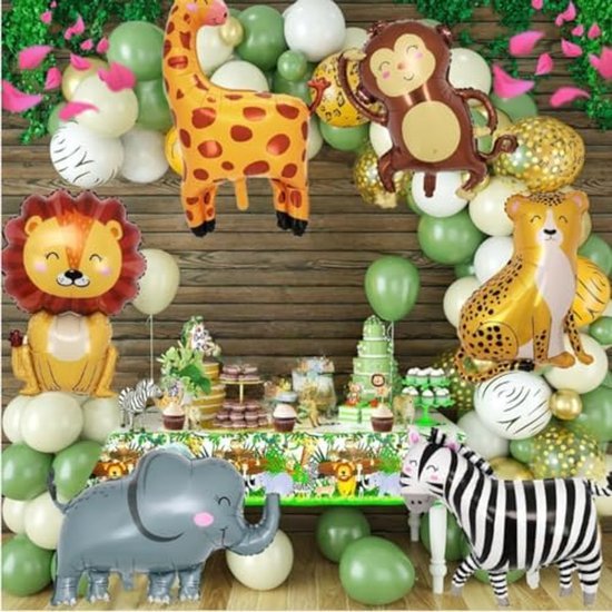 Dierentuin folie ballonnen - Jungle dieren versiering - 6 stuks