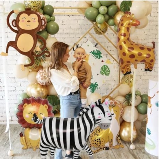 Dierentuin folie ballonnen - Jungle dieren versiering - 6 stuks
