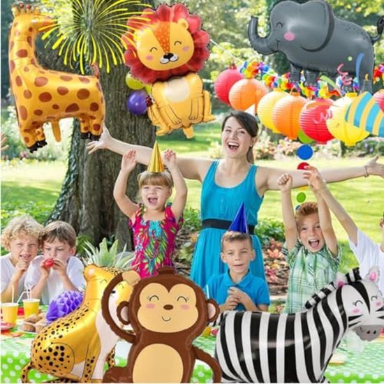 Dierentuin folie ballonnen - Jungle dieren versiering - 6 stuks
