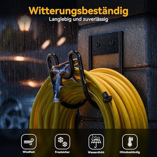 Tuinslanghouder - Slanghouder voor tuinslang - Staal - Zwart