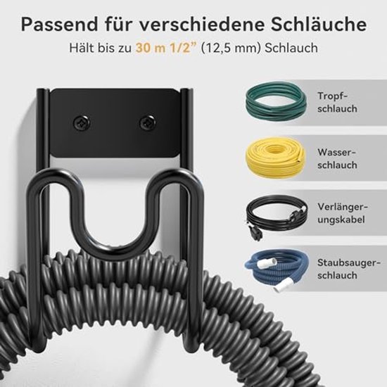 Tuinslanghouder - Slanghouder voor tuinslang - Staal - Zwart