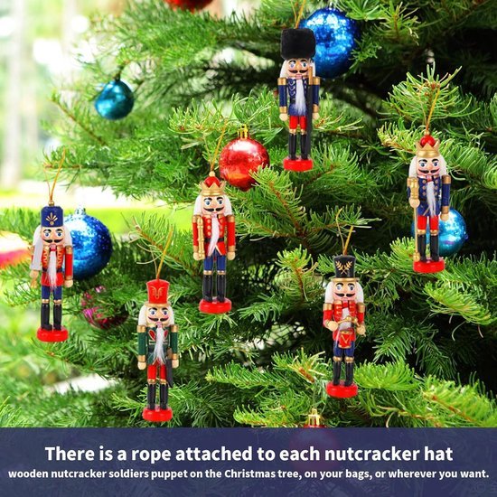 Hangende notenkrakers - Kerstmis - Mini houten soldaatjes - 6 stuks