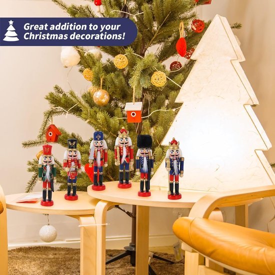 Hangende notenkrakers - Kerstmis - Mini houten soldaatjes - 6 stuks