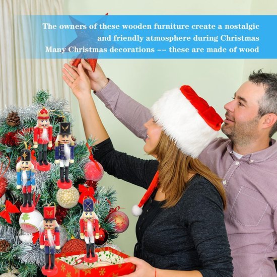 Ophangbare notenkrakers - Kerstmis - Mini houten soldaatjes - 6 stuks