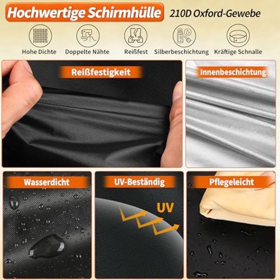 Parasolhoes voor parasol - Zwart - Beschermhoes tuinparasol - Waterdicht