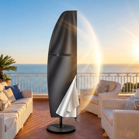 Parasolhoes voor parasol - Zwart - Beschermhoes tuinparasol - Waterdicht