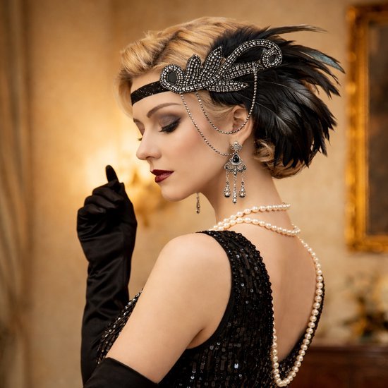 Charleston verkleedset dames - Jaren 20 - Gatsby accessoire set - 6-delig