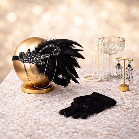 Charleston verkleedset dames - Jaren 20 - Gatsby accessoire set - 6-delig