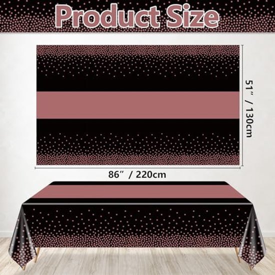 Tafelkleed Luxe - Wegwerp tafellaken - 130 x 220 cm - Roze/zwart